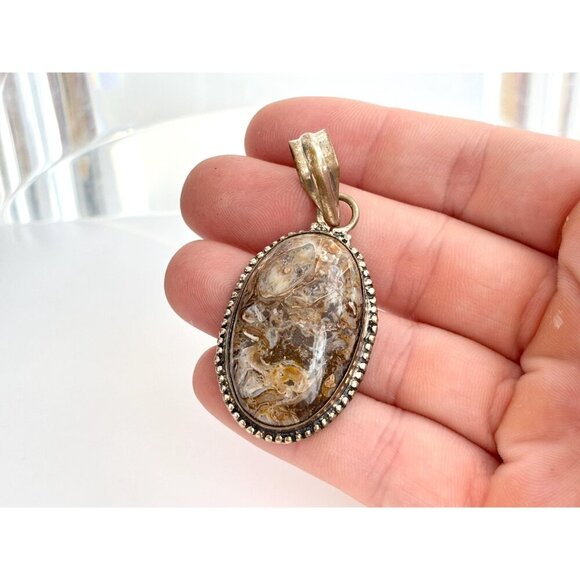 Sugilite Gemstone Oval Shaped Large Sterling Silver Vermeil 925 Vintage Pendant - Picture 7 of 10